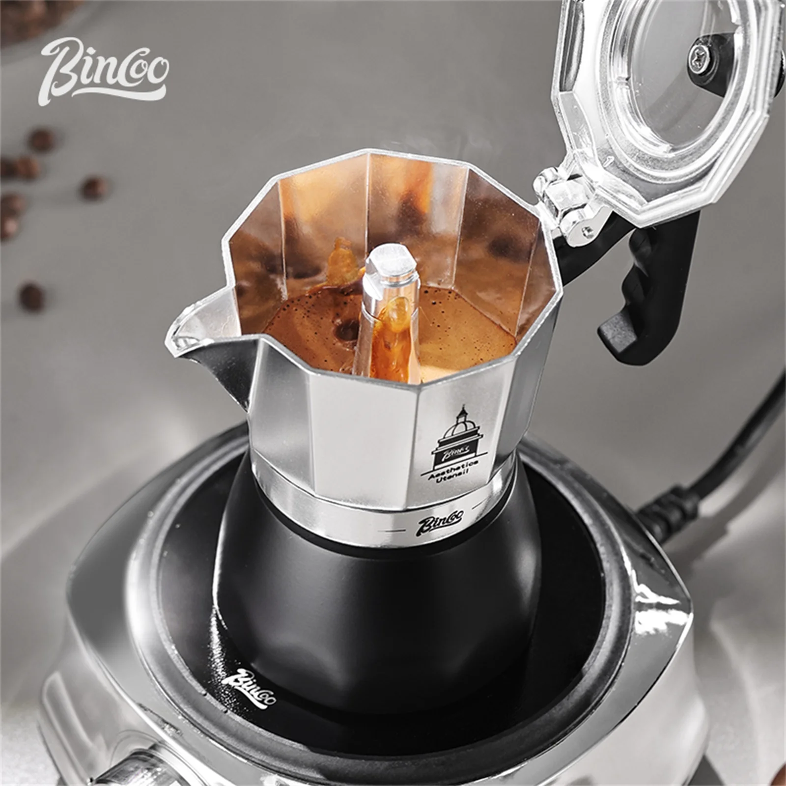 BINCOO Olla Moka de doble válv - Coffee Equipment At Home reseña y precio